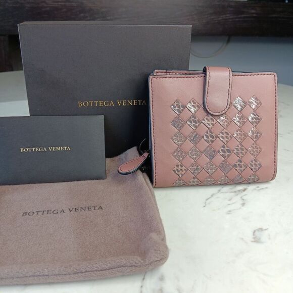 BOTTEGA VENETA two tone mauve pink leather INTRECCIATO Wallet Full Set - Picture 1 of 11